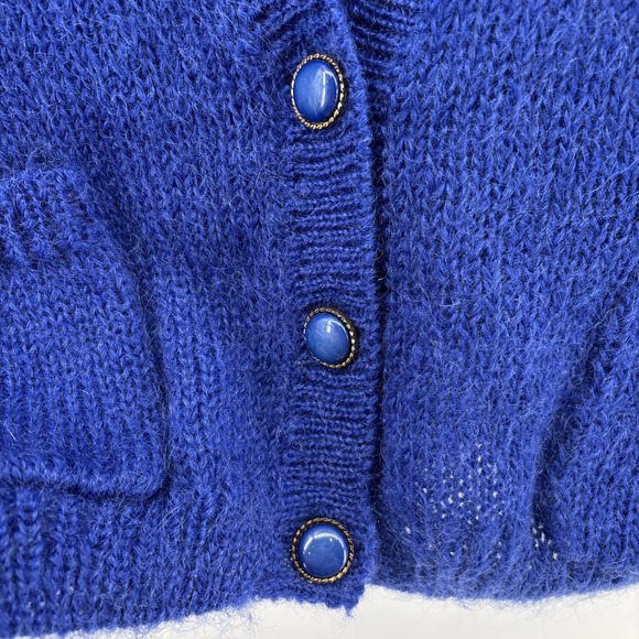 Vintage Bramble Lane Cardigan Sweater Size Large Blue Mohair Blend Button Front - Picture 4 of 13